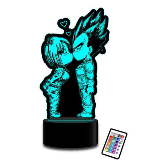 Lámpara 3D Vegeta & Bulma love kiss colores dragon Ball