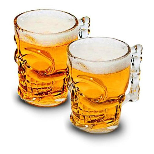 Set 2 Vaso Cervecero Calavera Shopero Chopero Vidrio 480cc