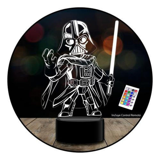 Lámpara 3D mini Darth Vader kawaii c/ remoto