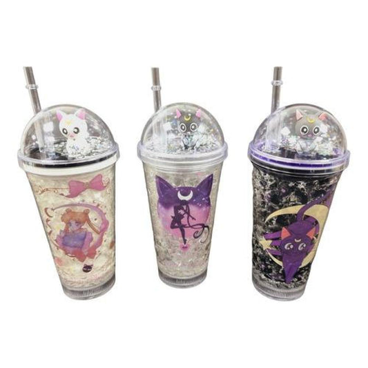 Vaso c/Luz Sailor moon Luna Artemis Kawaii  Glitter