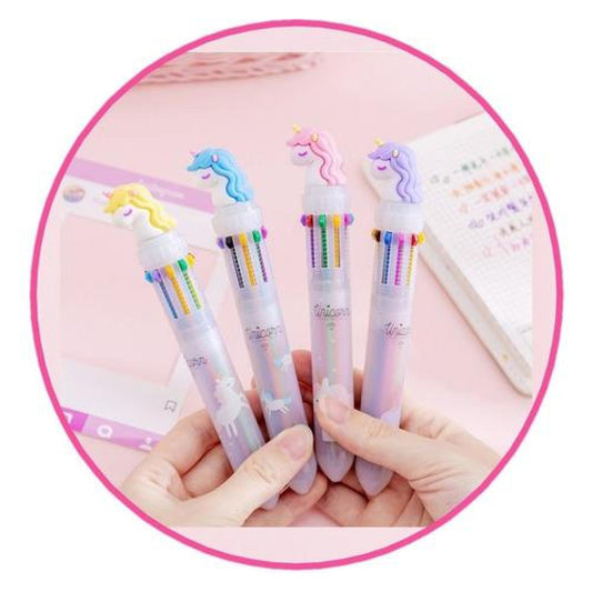 Lápiz Unicornio 10 Colores En 1 Intercambiable Kawaii