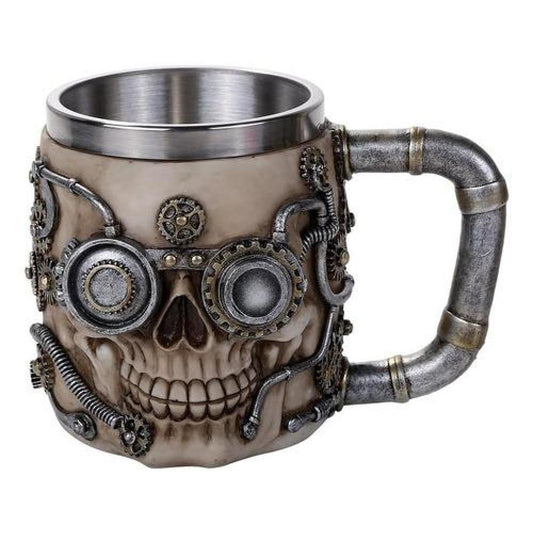 Taza Grande Resina Inoxidable Craneo Gótico Robot