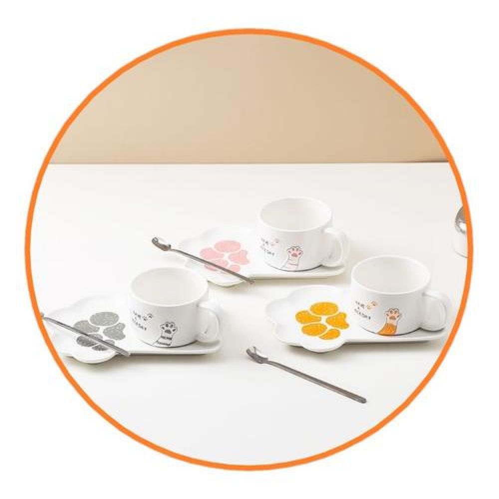 Set cerámica gatito plato con taza y cuchara garra patita