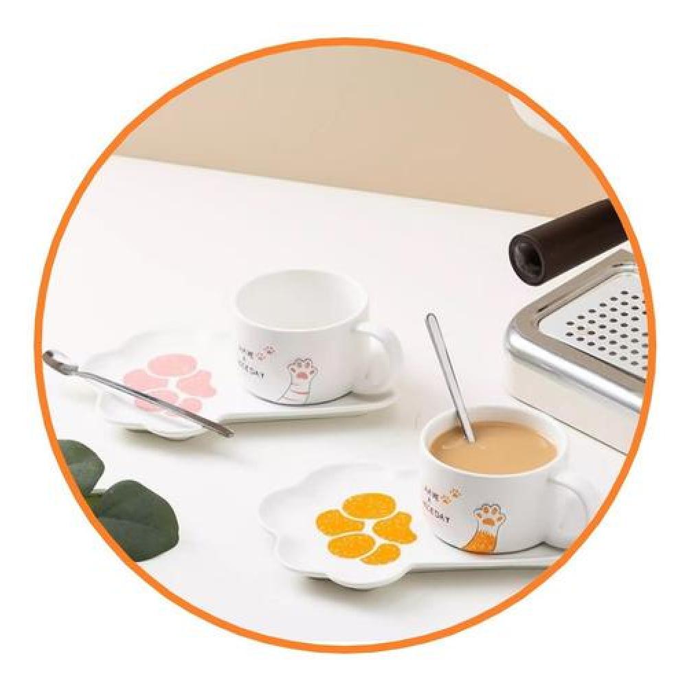 Set cerámica gatito plato con taza y cuchara garra patita