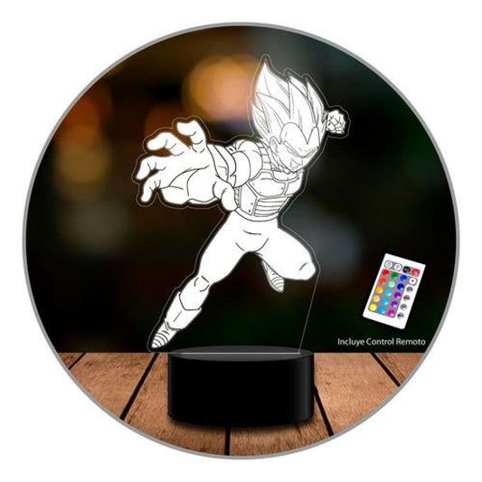 Lampara 3D Vegeta mano dragon ball controm remoto 16 color