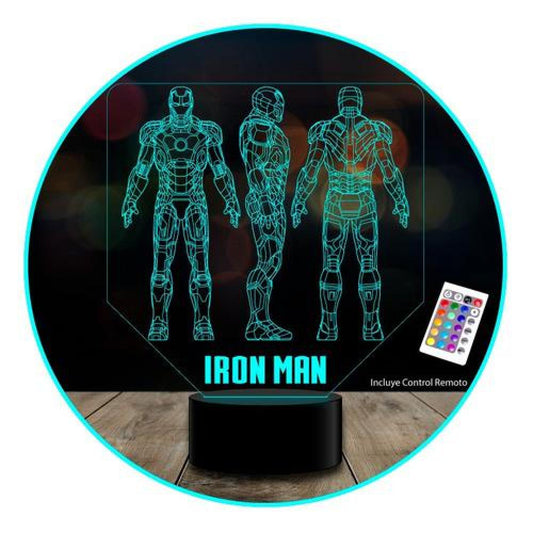 Lámpara 3d triple Iron Man Marvel Avengers Acrilico