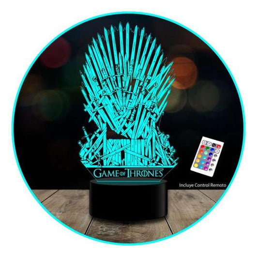 Lámpara 3d 7 Color Game Of Throne Iron Throne Got