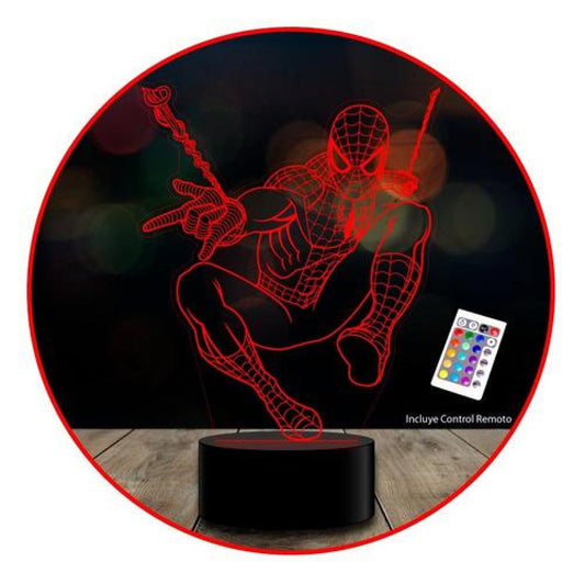 Lámpara 3d Acrílicas 16 Colores Spiderman C/remoto