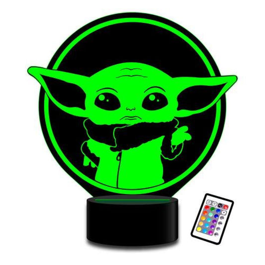 Lampara 3D Baby Yoda star wars c remoto 16 color