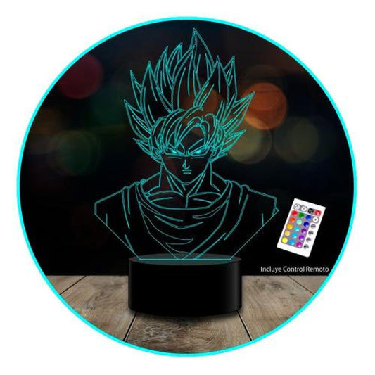 Lampara 3D Goku Frente Dragon Ball Z GT 16 colores c/ remoto