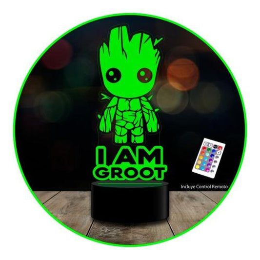 Lámpara 3D baby Groot Guardianes de la Galaxia Control remoto