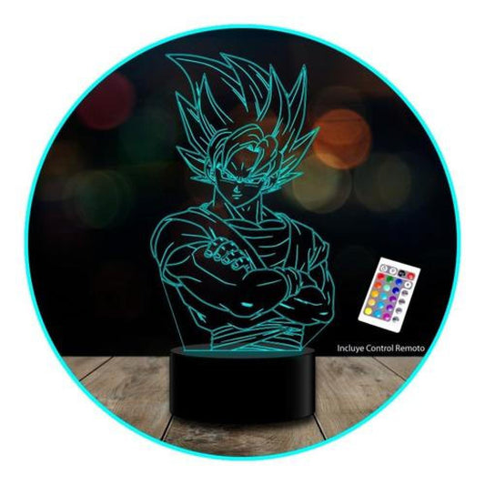 Ilusión Led 3d Goku Dragon Ball brazos Colores C/Remoto