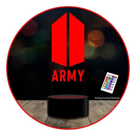 Lampara 3D Army  BTS 16 colores intercam control remoto