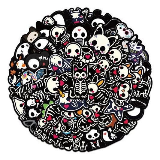 Set Stickers calcomonias Animalitos corazon skull black love