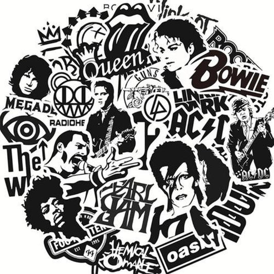 Set Sticker cantantes grupos de Rock música Black&white