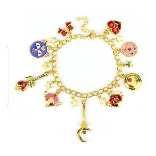 Pulsera Charms dorada dijes Sailor moon