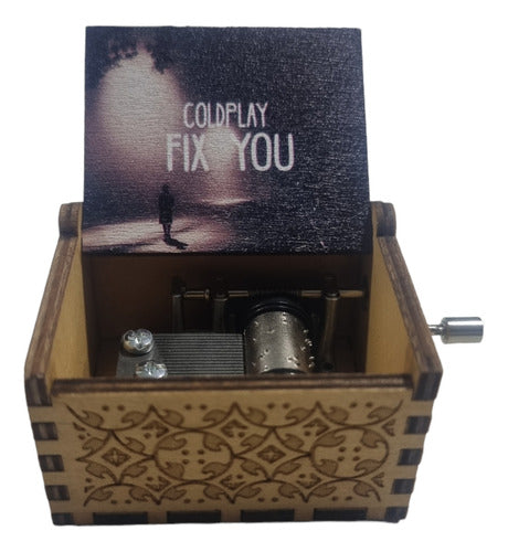 Caja musical madera Coldplay - Fix You manivela manual