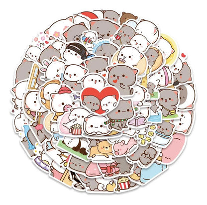 Set Stickers calcomonias Mochi Mochi Peach cat Gatitos kawai