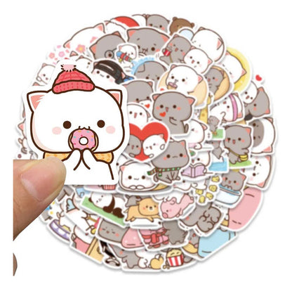 Set Stickers calcomonias Mochi Mochi Peach cat Gatitos kawai