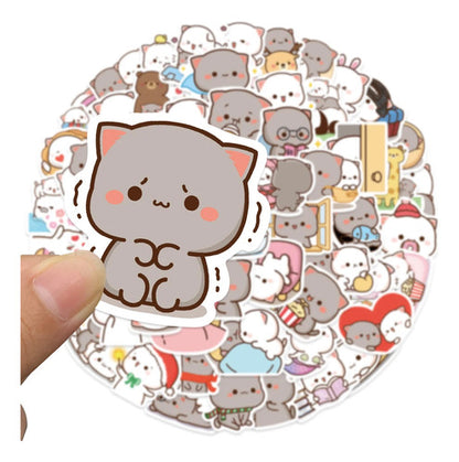 Set Stickers calcomonias Mochi Mochi Peach cat Gatitos kawai