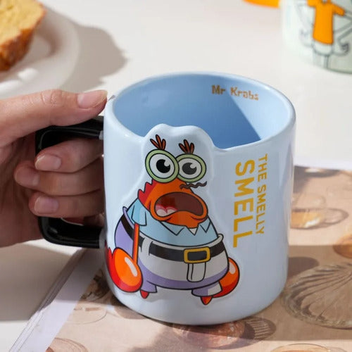 Tazón taza cerámica  Calamadro o Don Cangrejo Bob esponja