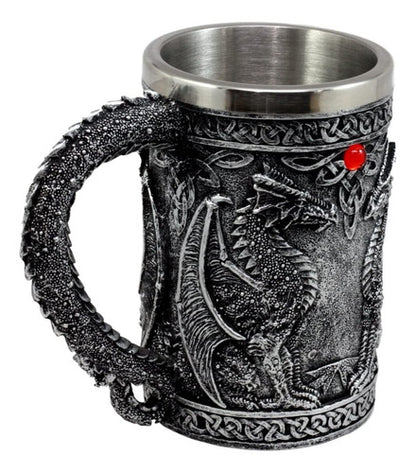 Taza Tazón XL SILVER Celta Twin Dragon Fire Drakes