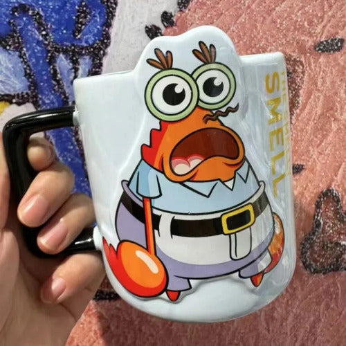 Tazón taza cerámica  Calamadro o Don Cangrejo Bob esponja