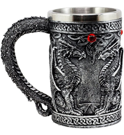 Taza Tazón XL SILVER Celta Twin Dragon Fire Drakes