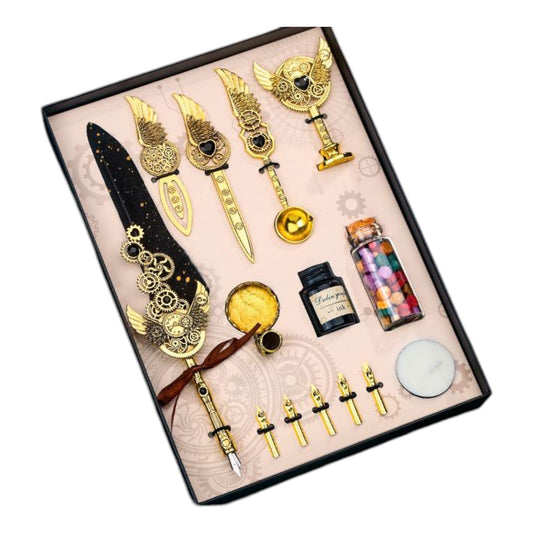 Set escritura Vintage Pluma lacre Steampunk gotico