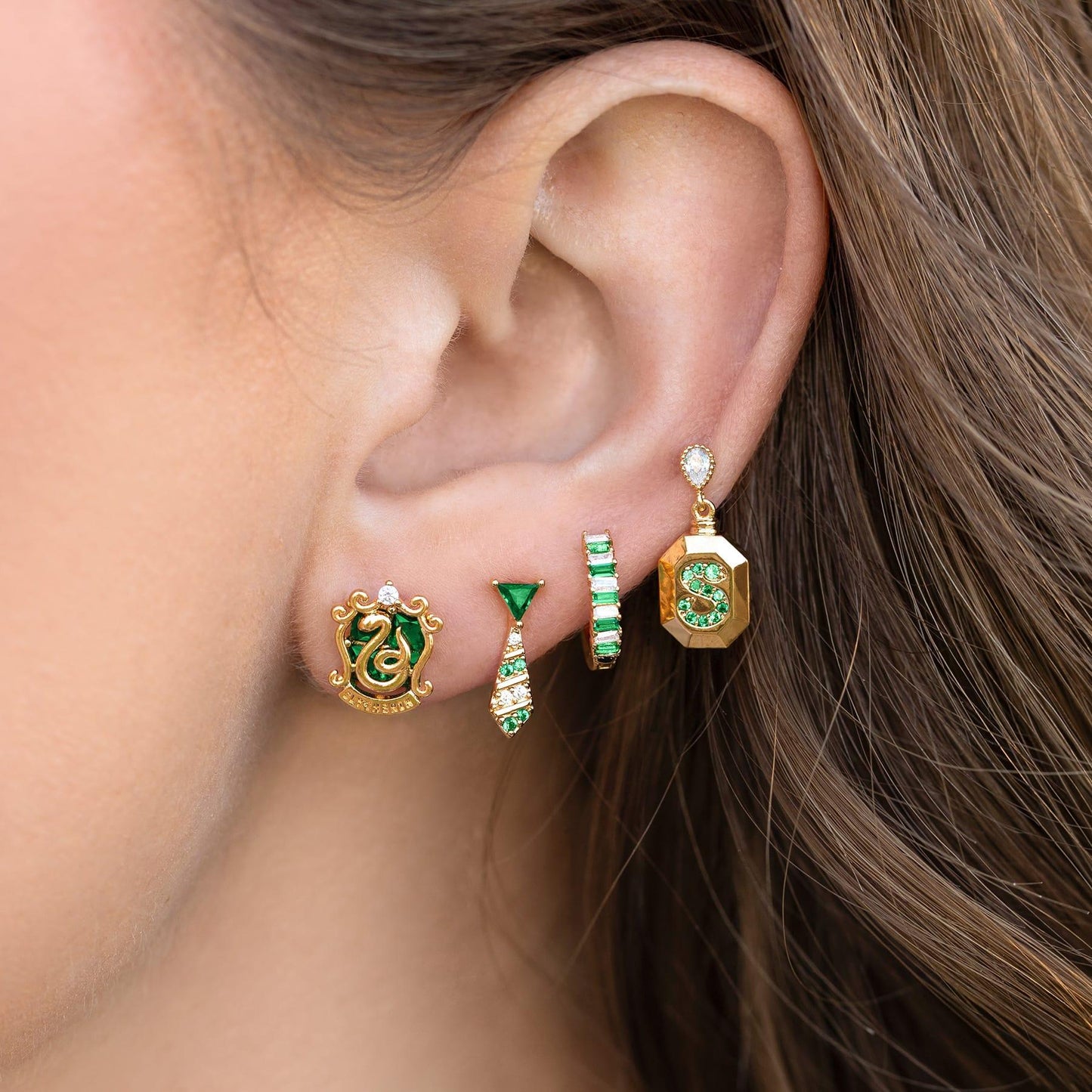 Set Aros pendientes Casa Slytherin