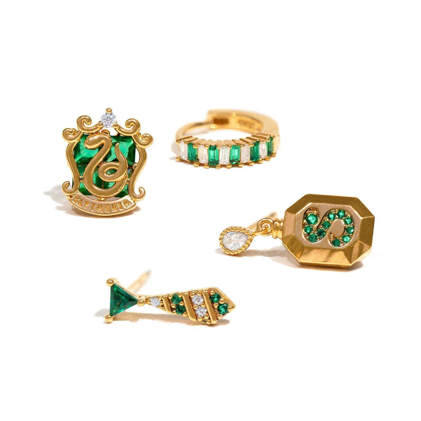 Set Aros pendientes Casa Slytherin