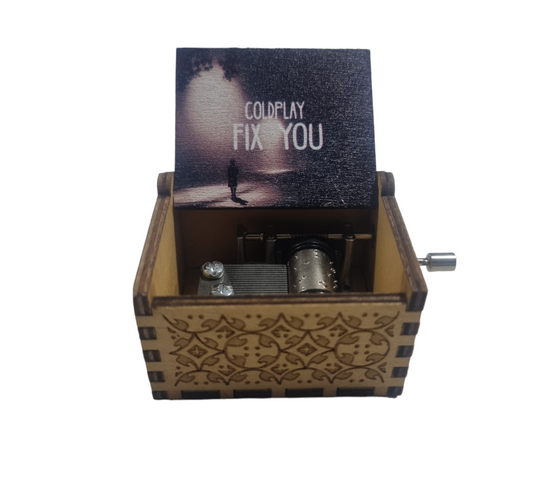 Caja musical madera Coldplay - Fix You manivela manual