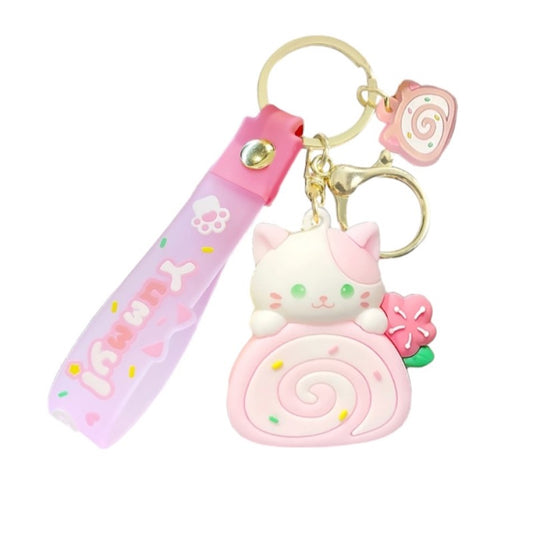 Llavero Gatito Cake Roll yummy super cute kawaii Silicona