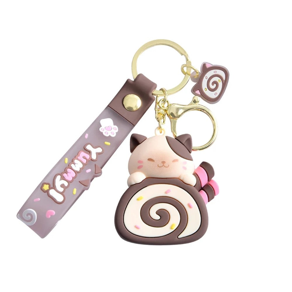 Llavero Gatito Cake Roll yummy super cute kawaii Silicona