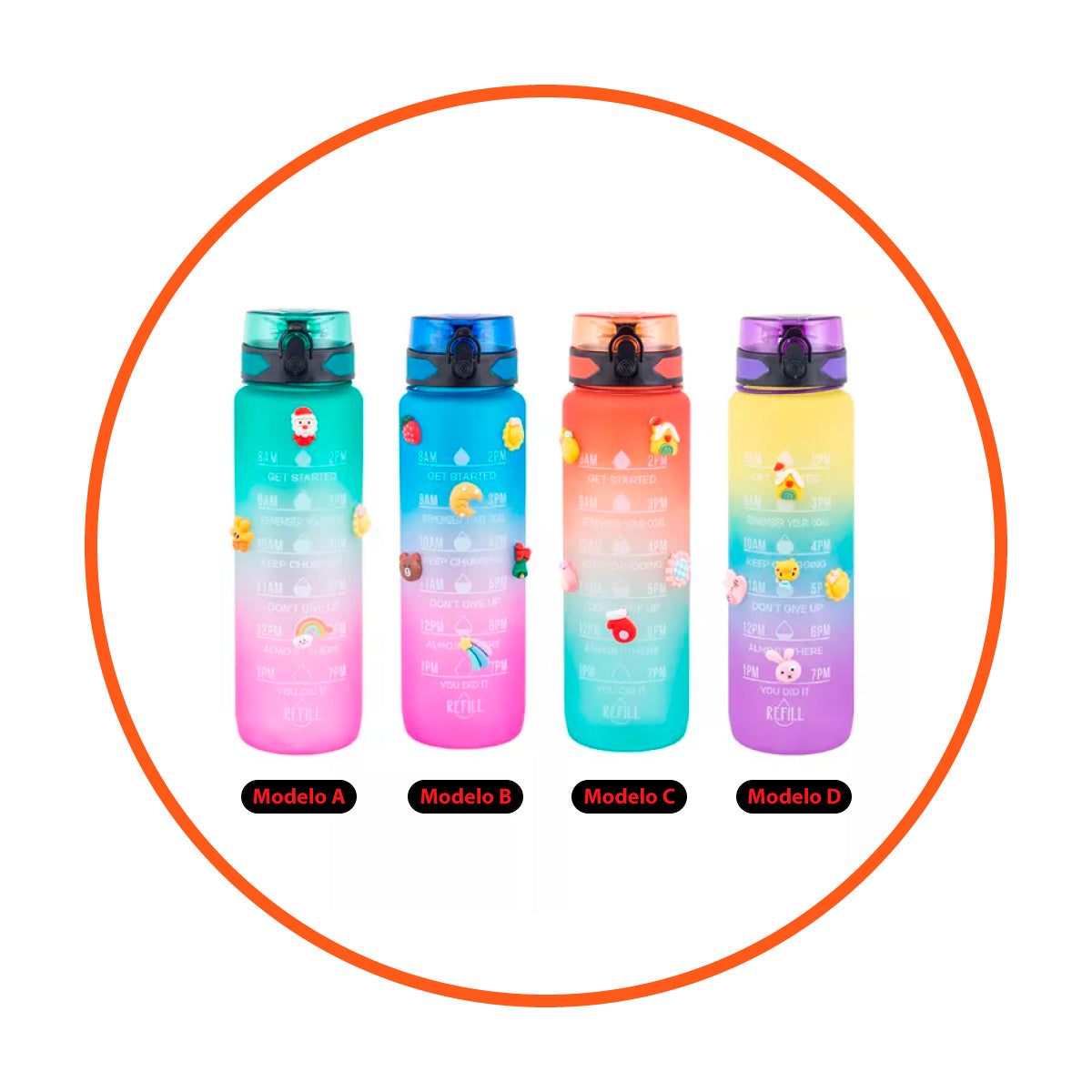 Botella De Agua Jumbo 2 Litros Motivacional Kawaii Sticker – EstoyKuku