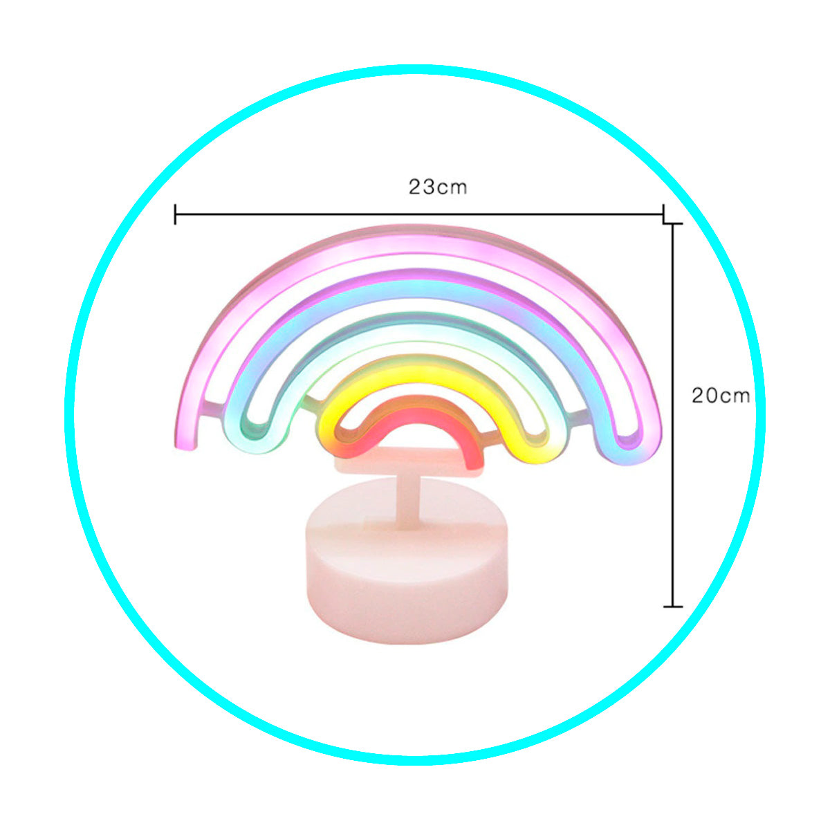 Lámpara Neón led Arcoiris pila decoración