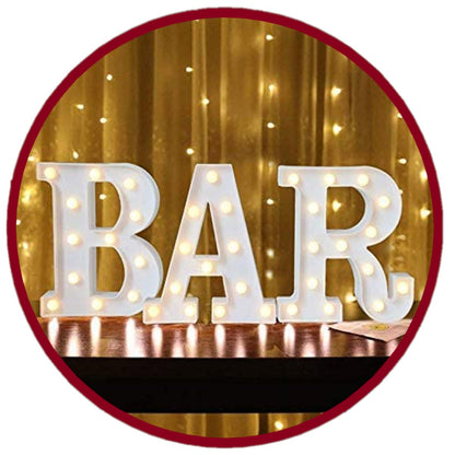 Pack 3 Letras led  " BAR "  16 cm