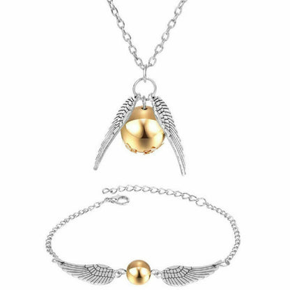 Set Golden Snitch Quidditch Collar + Pulsera  Harry Potter