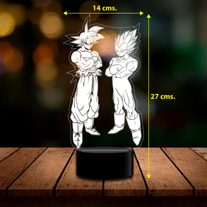 Ilusión 3D Acrilico Dragon Ball Goku Y Vegeta control remoto