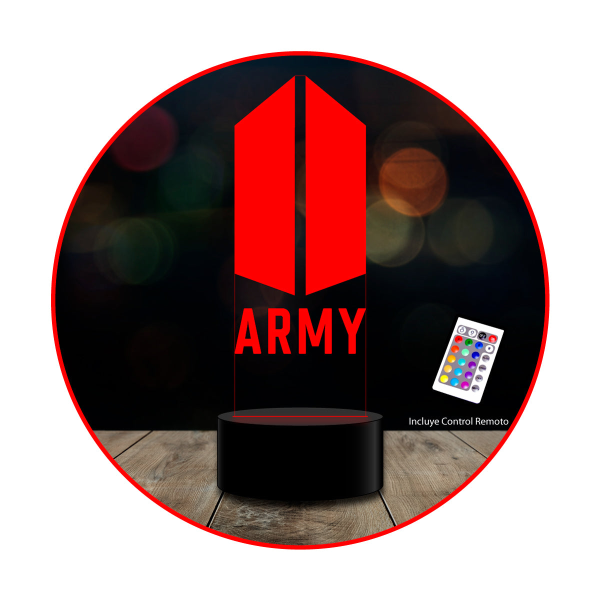 Lampara 3D Army  BTS 16 colores intercam control remoto