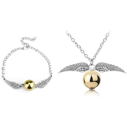 Set Golden Snitch Quidditch Collar + Pulsera  Harry Potter