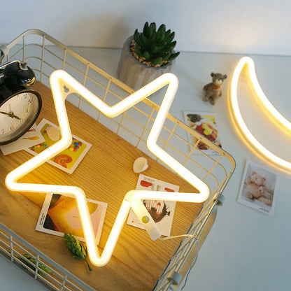 Lámpara Neón led estrella pilas decoración