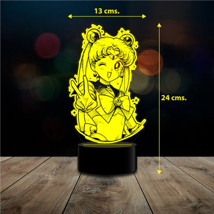 Lampara 3D Sailor Moon Serena Tsukino control remoto