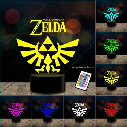 Lampara 3D The Legend of Zelda c/ remoto 16 color