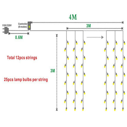 Cortinas 300 Led Cálida 4,5 M X 3 M  Matri Eventos Estoykuku