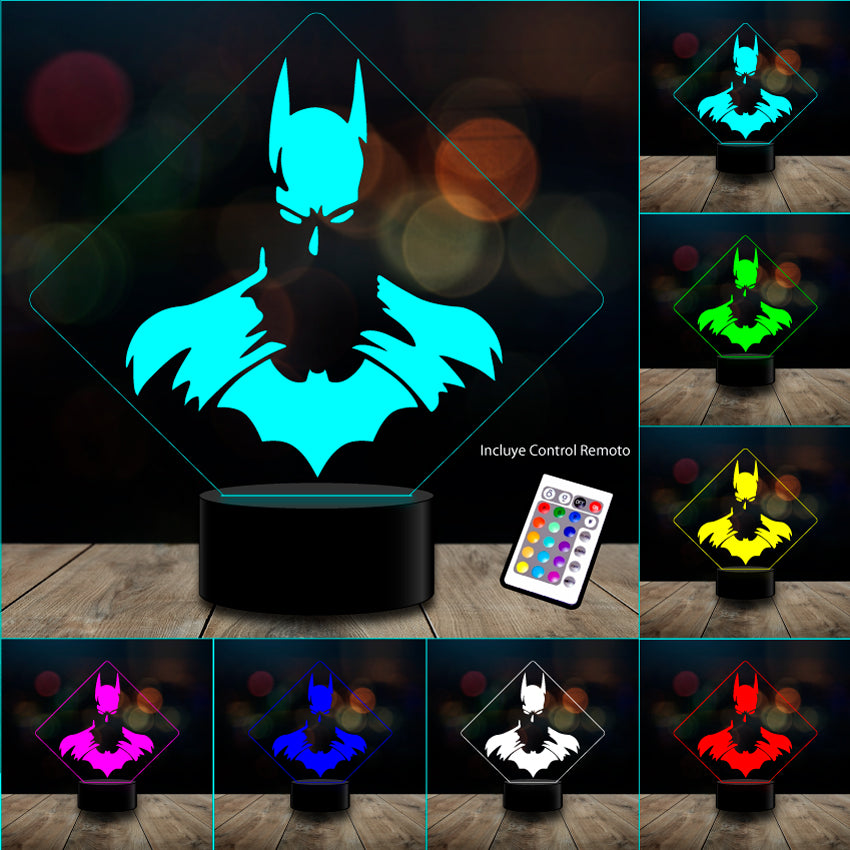 Lampara 3d Batman Colores Dc Comic Acrilico c/remoto