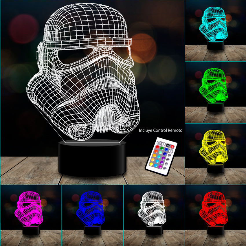 Lámpara 3d 7 Colores Stormtrooper Star Wars