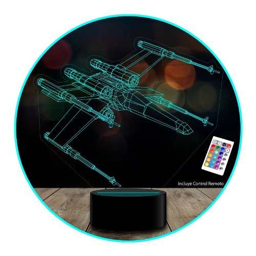 Lampara 3d Star Wars X- Wing 16 Colores Control Remoto