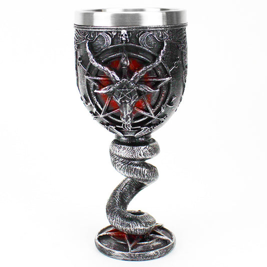 Copa Cáliz resina metálico 3D Baphomet Cabeza cuerno