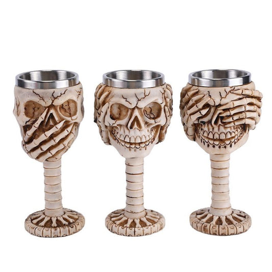 Copas Calavera monos sabios Skull resina acero